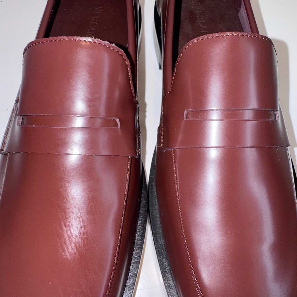 Everlane Penny Loafer Women 9.5 Burgundy Oxblood Leather Apron Toe Slip On - Picture 3 of 10